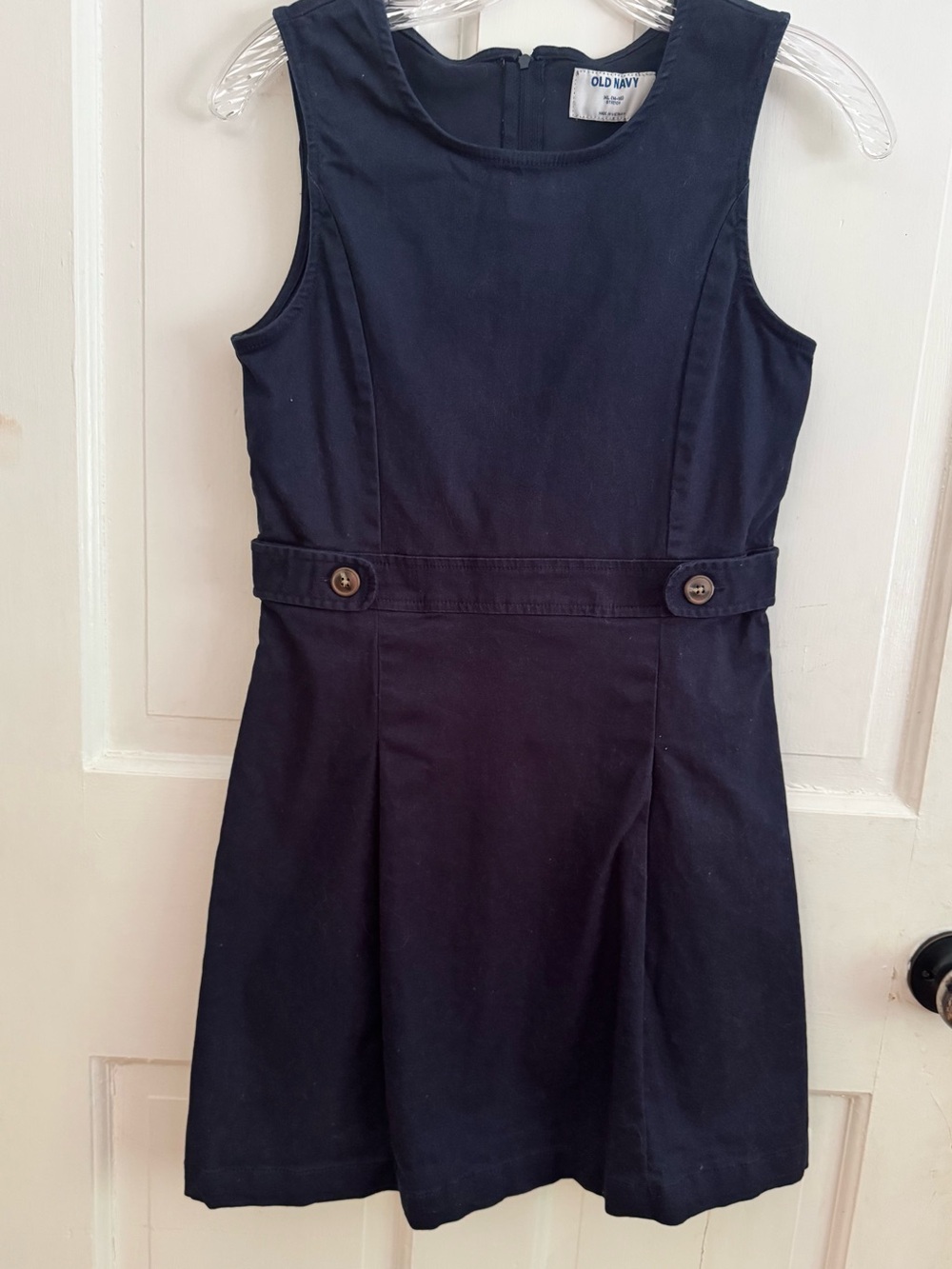 Old Navy Girls Navy Blue Stretch Twill Pleated Jumper Dress Uniform XL 14-16